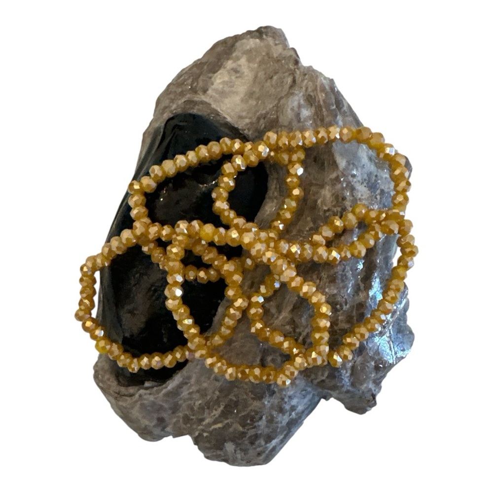 Artisan | Yellow Gold Bead Stretch Rings | Set of 5